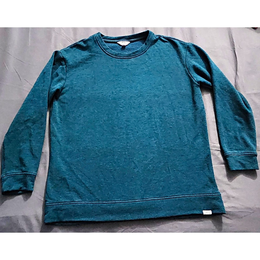 Orvis Men's Teal Knit Crew Neck Pullover Sweater Logo Long Sleeve Size M